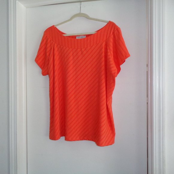 4X Shades of Orange Diagonal Striped TOP Cap Sleev - Picture 1 of 5